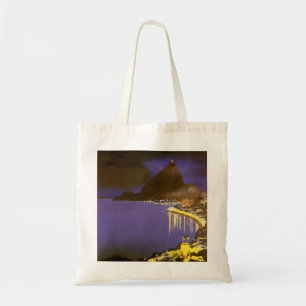 Vintage Beach på natten i Rio De Janeiro, Brasilie Tygkasse