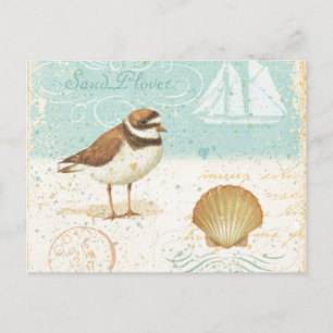 Vintage Beach-scen Vykort