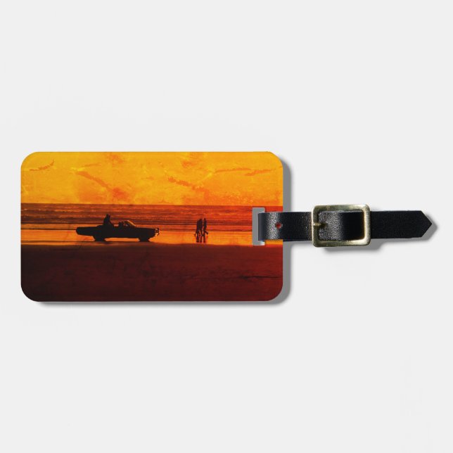 Vintage Beach Sunset-resetagg Bagagebricka (Horisontell Framsida)