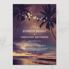 Vintage Beach Sunset | String Ljus Handflatan Bröl Inbjudningar