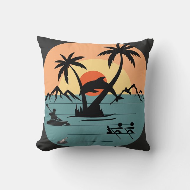 Vintage Beach Vibes : Retro Coastal Design Kudde (Framsida)