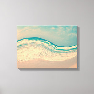 Vintage Beach Wave i Pastel Färg Canvastryck