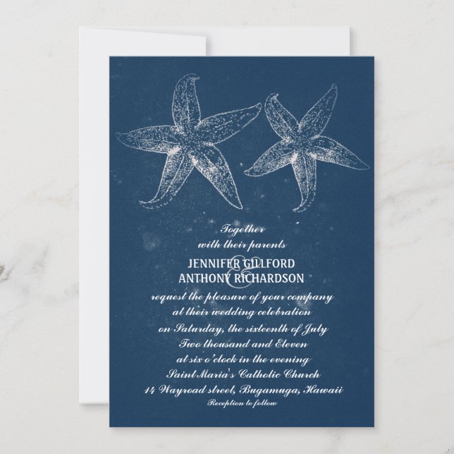 VINTAGE BEACH WEDDING INVITATIONS INBJUDNINGAR (Framsida)