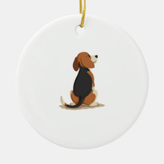 Vintage Beagle Dog Back View Illustration Pet Love Julgransprydnad Keramik