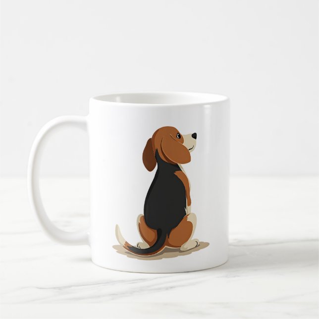 Vintage Beagle Hund Bakre Vy Illustration Husdjur  Kaffemugg (Vänster)