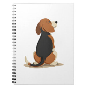 Vintage Beagle Hund Bakre Vy Illustration Källekär Anteckningsbok