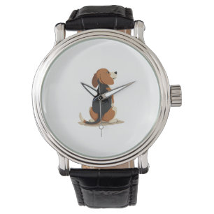 Vintage Beagle Hund Bakre Vyn Illustration Husdjur Armbandsur