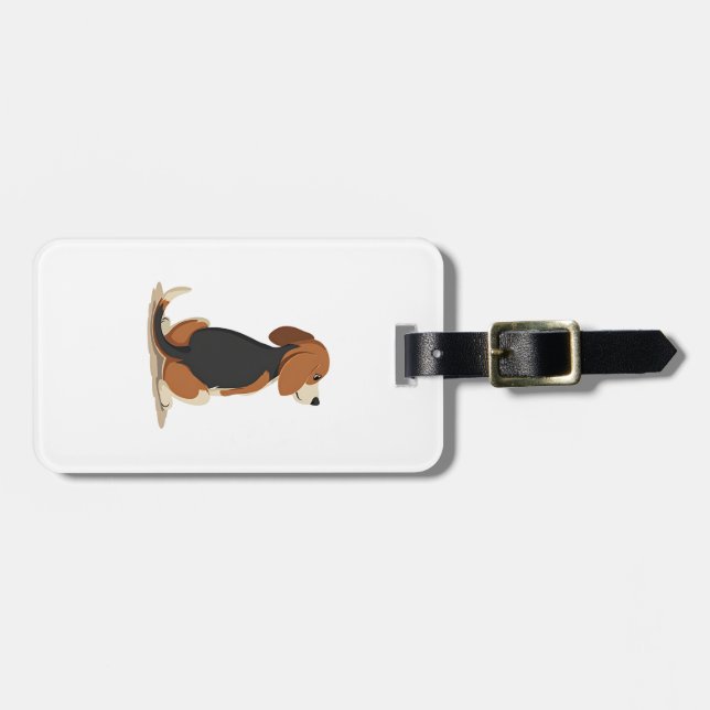 Vintage Beagle Hund Bakre Vyn Illustration Husdjur Bagagebricka (Horisontell Framsida)