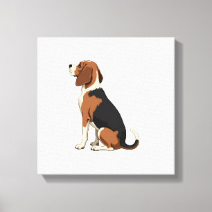 Vintage Beagle Hund Bakre Vyn Illustration Husdjur Canvastryck