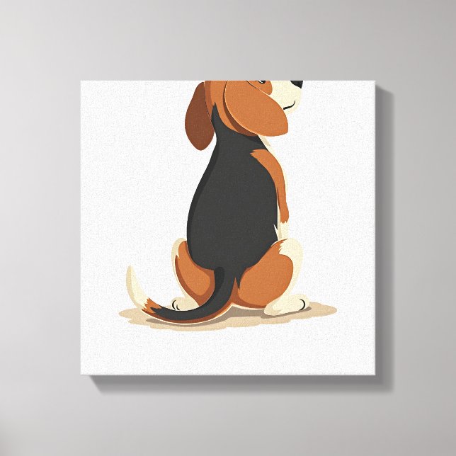 Vintage Beagle Hund Bakre Vyn Illustration Husdjur Canvastryck (Framsida)