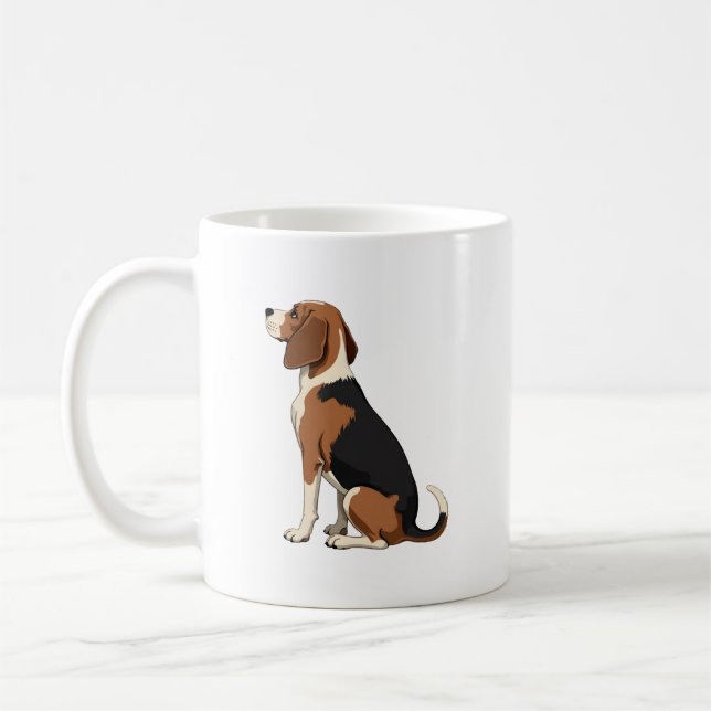 Vintage Beagle Hund Bakre Vyn Illustration Husdjur Kaffemugg (Vänster)