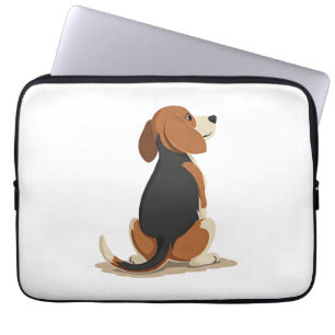 Vintage Beagle Hund Bakre Vyn Illustration Husdjur Laptop Fodral