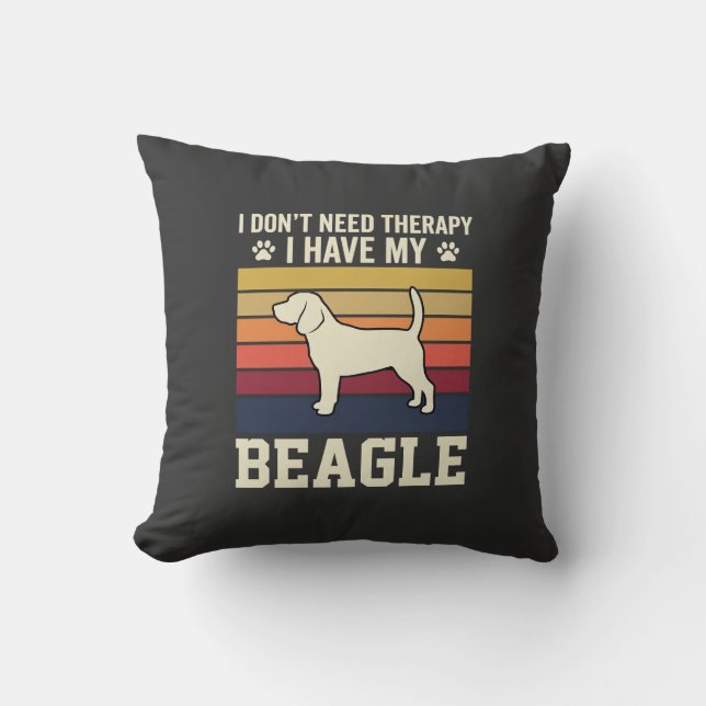 Vintage Beagle Hund Terapi Retro Kudde (Framsida)
