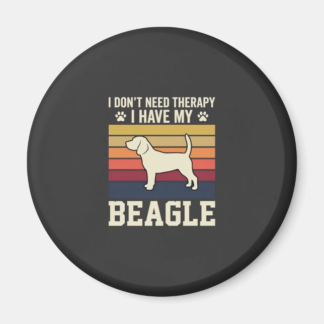 Vintage Beagle Hund Terapi Retro Magnet (Framsidan)