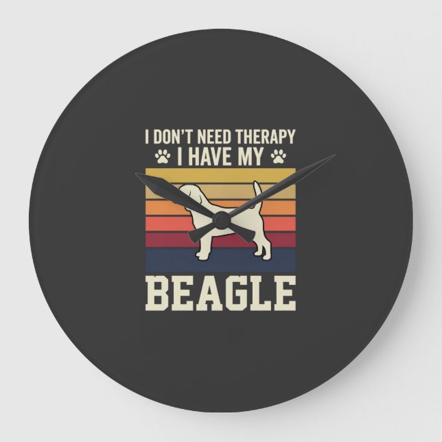 Vintage Beagle Hund Terapi Retro Stor Klocka (Framsida)