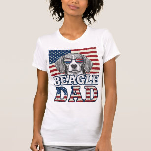 Vintage Beagle Pappa Patriotisk Hund T-Shirt Desig