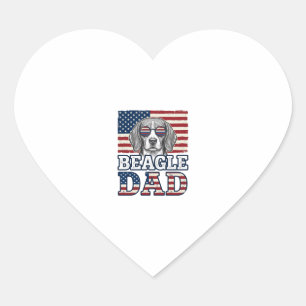 Vintage Beagle Pappa Patriotisk Hund T-Shirt Desig Hjärtformat Klistermärke