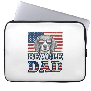 Vintage Beagle Pappa Patriotisk Hund T-Shirt Desig Laptop Fodral