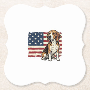 Vintage Beagle Patriotisk Flagga Hund T-Shirt Desi Underlägg Papper