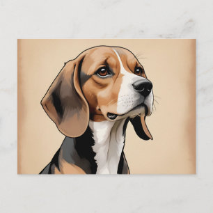 Vintage Beagle-porträtt i retro-stil från mitten a Vykort