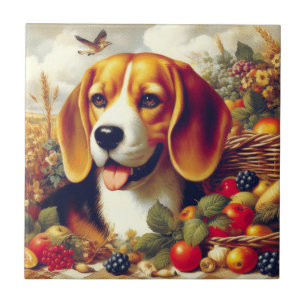 Vintage Beagle Puppy-målning Kakelplatta