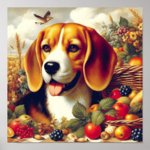 Vintage Beagle Puppy-målning Poster