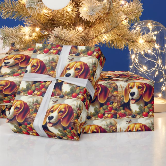 Vintage Beagle Puppy-målning Presentpapper (Helgdagar)