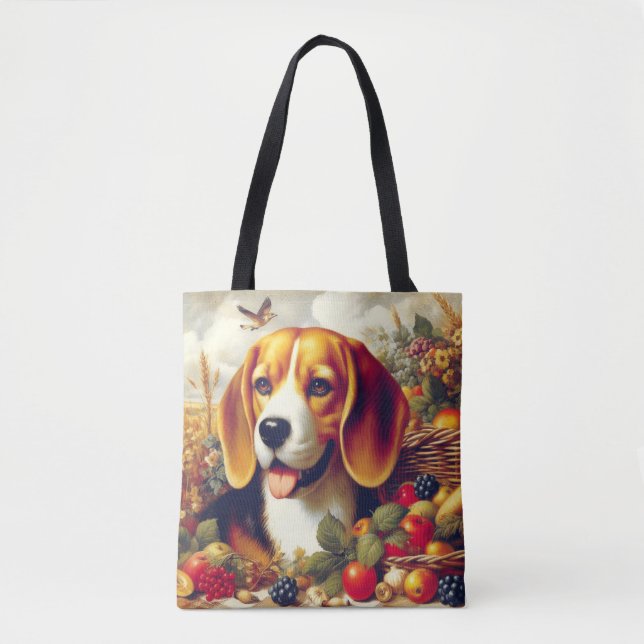 Vintage Beagle Puppy-målning Tygkasse (Framsida)