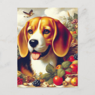 Vintage Beagle Puppy-målning Vykort