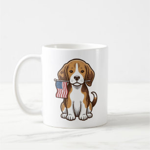 Vintage Beagle-valp Amerikansk flagg skjorta desig Kaffemugg