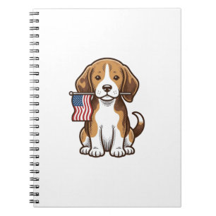 Vintage Beagle Valp Amerikansk Flagga Tröja Design Anteckningsbok