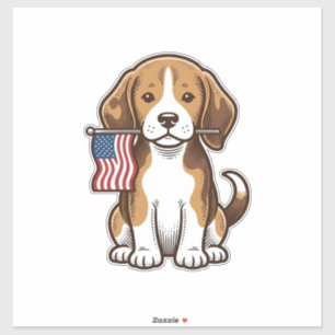 Vintage Beagle Valp Amerikansk Flagga Tröja Design Klistermärken