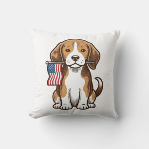 Vintage Beagle Valp Amerikansk Flagga Tröja Design Kudde