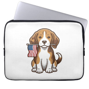 Vintage Beagle Valp Amerikansk Flagga Tröja Design Laptop Fodral
