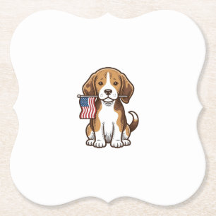 Vintage Beagle Valp Amerikansk Flagga Tröja Design Underlägg Papper