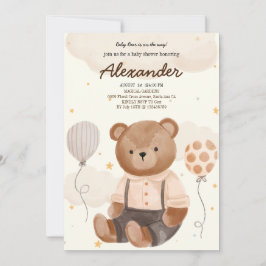 Vintage Bear Baby Shower Inbjudningar