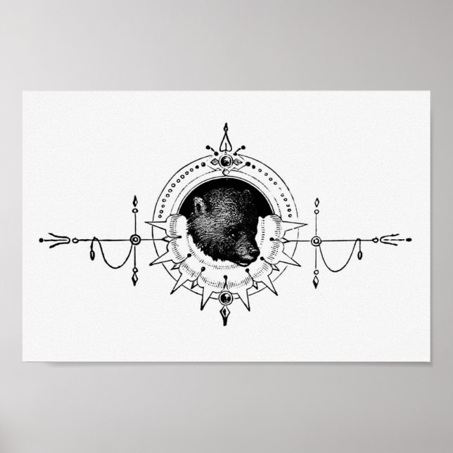 Vintage Bear Illustration Poster (Framsidan)