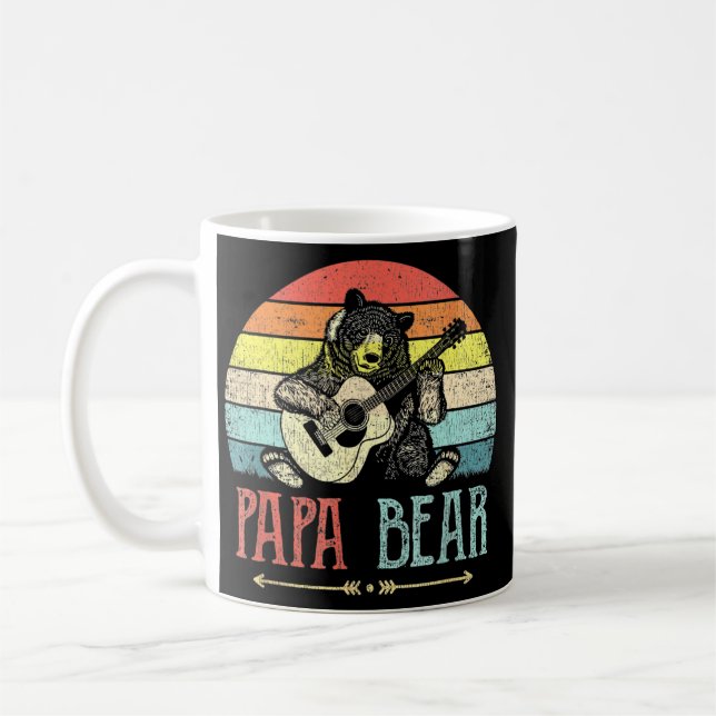 Vintage Bear Spelar Guitar Pappa Guitar Kaffemugg (Vänster)