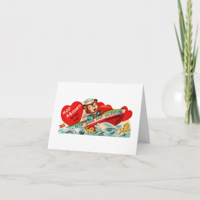 Vintage Bear Teacher Valentine Kort (Framsida)