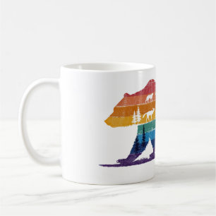 Vintage Bear Wildlife – Retro Skogssilhuett Kaffemugg