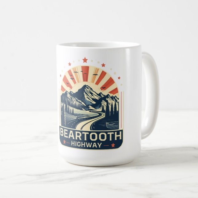vintage Beartooth Highway us 212 montana road Kaffemugg (Framsida höger)