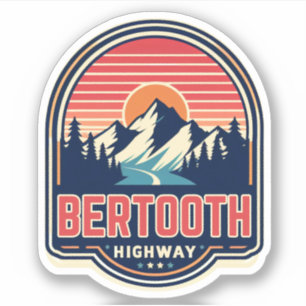 vintage Beartooth Highway us 212 Montana väg Klistermärken