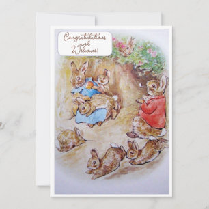 Vintage Beatrix Potter Nyfödd bebis Grattisar