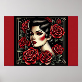 Vintage Beauty: Art Deco Ro Queen Poster