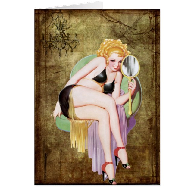 Vintage Beauty Birthday Hälsningskort (Framsidan)