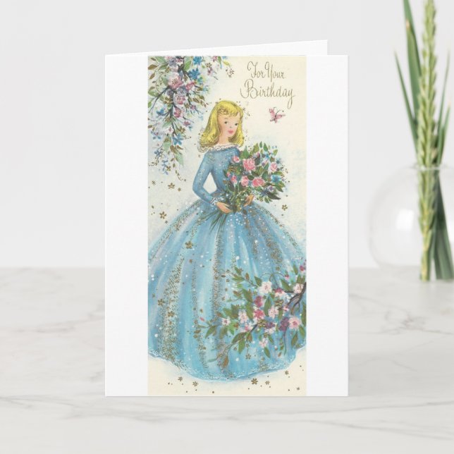 Vintage Beauty Birthday Kort (Framsida)