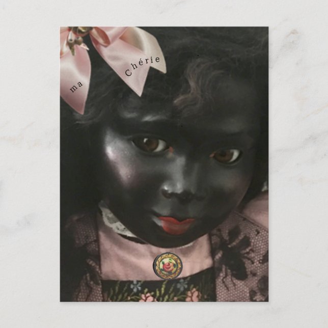 Vintage Beauty Black Doll Postcard Helg Vykort (Framsida)