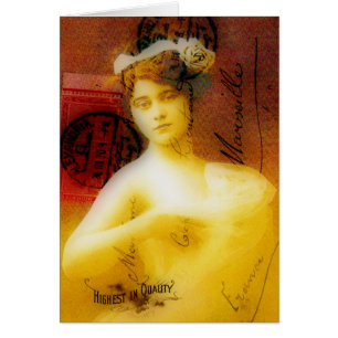 Vintage Beauty Digital Art Tillfällens Hälsningskort