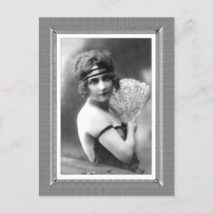 Vintage Beauty - Fläkt - i svartvitt Vykort