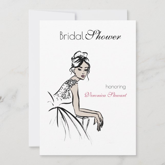 Vintage Beauty Illustration Möhippa Inbjudningar (Framsida)